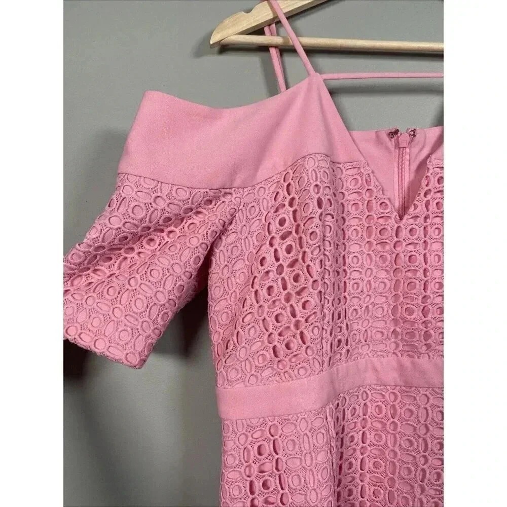 The 8th Sign Crochet lace Mini Dress Size 16 Pink Girlhoodcore Cottage Retro Mod - Picture 2 of 14